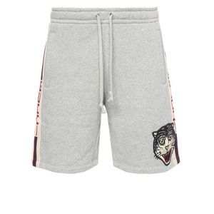 SOLD 💯 Authentic GUCCI Tiger Head Applique Stripe Cotton Shorts In Grey Size XL